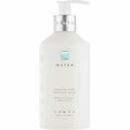 Bottle of Ageless Aloe Moisture Wash | Zents with a white pump dispenser, featuring a minimalist design and light blue water-themed logo for skincare and body care.