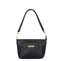 Women's black leather shoulder bag for work, travel, and daily use