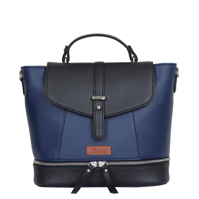 Women’s blue vegan leather convertible backpack purse for everyday, work and travel