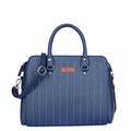 Women’s blue structured vegan leather top handle satchel shoulder handbag