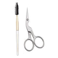 Brow Shaping Scissors & Brush | Tweezerman featuring a stainless steel precision scissors and a dual-ended eyebrow brush with a spoolie for grooming and shaping brows.