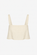 HEVRON Caitlyn Crop Ivory Linen Crop Top, front view