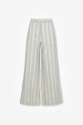 HEVRON Capri Linen Wide-Leg Pant in Sage Stripe, product front view