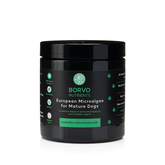 Borvo Nutrients European Microalgae for Mature Dogs — premium blend of Chlorella and Nannochloropsis for heart, joint, and muscle health