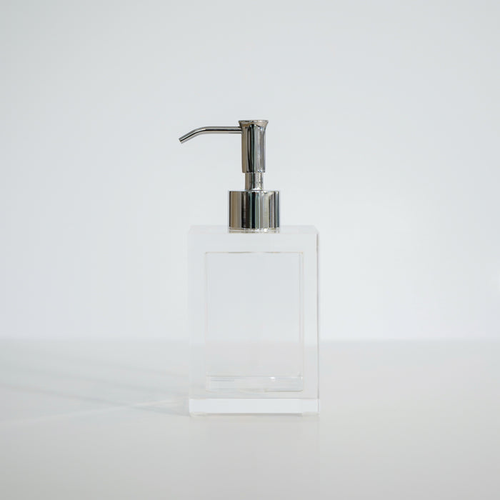 Clear Ice Box Soap Pump - Silver