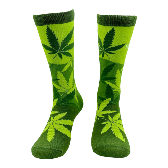 Crazy Dog T-Shirts - Men's My Favorite Herb Socks Funny 420 Weed Leaf Pot: Green - HERB / Mens (9-11)