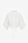 HEVRON Eva Top White Eyelet Crop Shirt, product front view