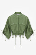HEVRON Eva Top Sage Linen Crop Shirt, product front view