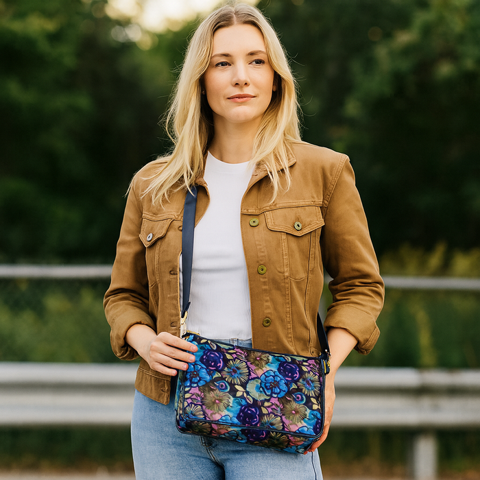 Women's botanical crossbody hobo sling bag for work, travel, and daily use-model image