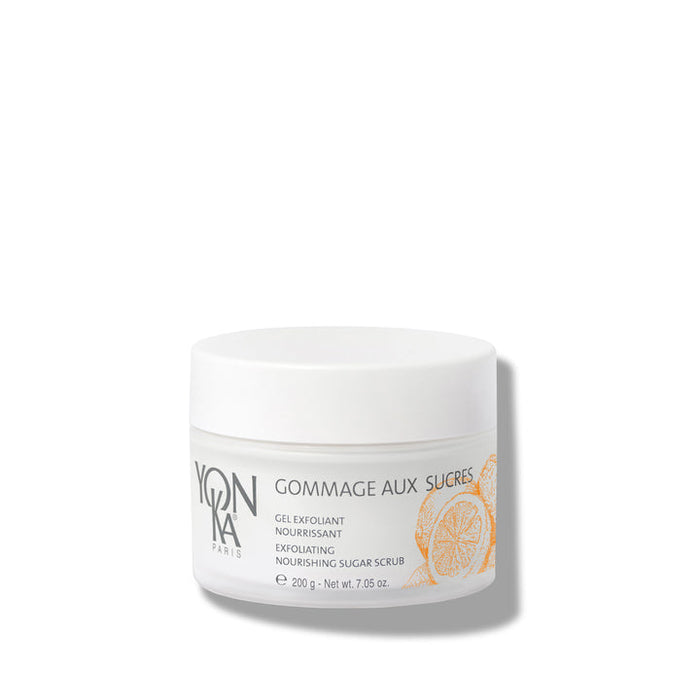 Jar of Gommage Sucre Mandarin Body Scrub | Yon-Ka Paris, an exfoliating and nourishing sugar scrub for body skincare and wellness.