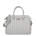 Women’s grey structured vegan leather top handle satchel shoulder handbag