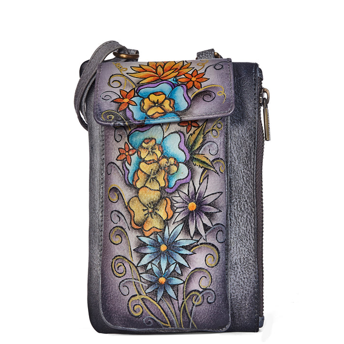 Women's hand-painted floral phone wallet crossbody bag for everyday use