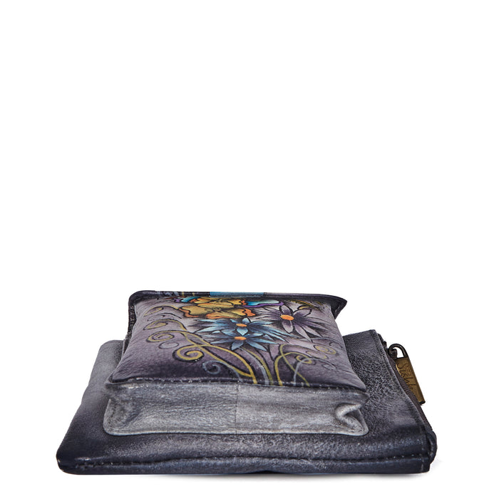 Women's hand-painted floral phone wallet crossbody bag for everyday use-bottom view