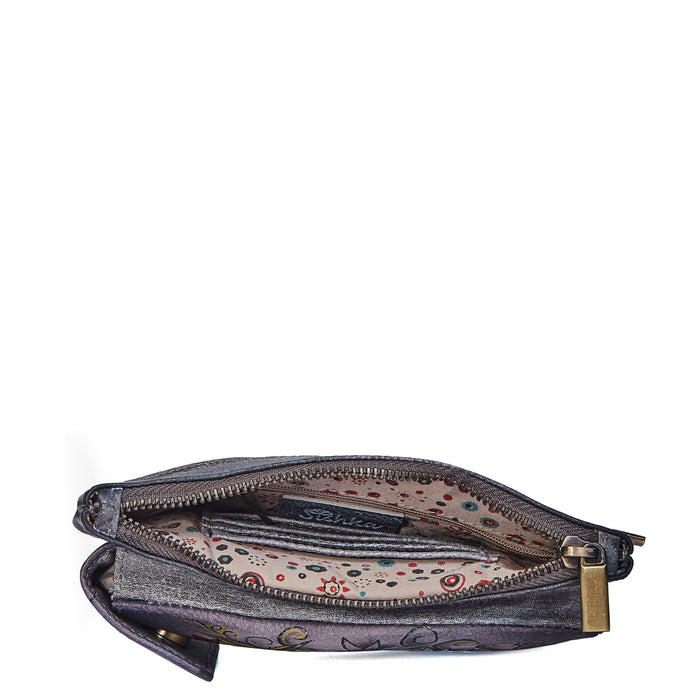 Women's hand-painted floral phone wallet crossbody bag for everyday us-inner view