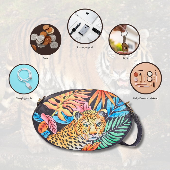 Leopard art fanny pack for travel and hands-free carry-feature image