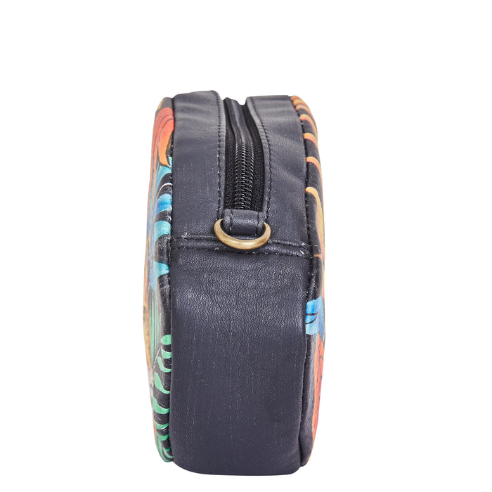 Leopard art fanny pack for travel and hands-free carry-side view