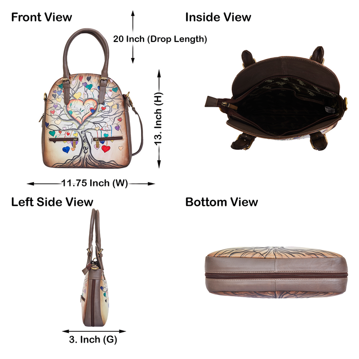 Heart tree art shoulder tote bag for work and everyday carry-infographic image