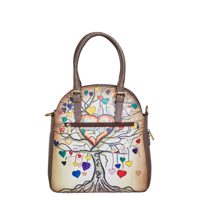 Heart tree art shoulder tote bag for work and everyday carry-back view