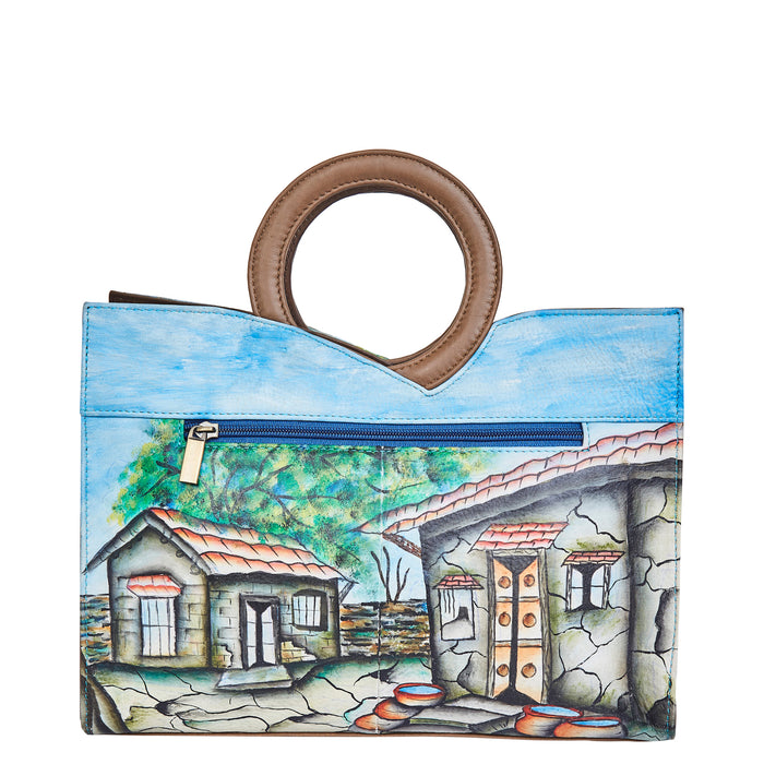 Women’s hut art top handle crossbody tote bag for daily use