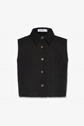 HEVRON Katja Top Black Linen Top, product front view