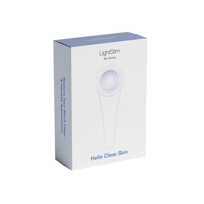 Packaging of LightStim for Acne | LightStim, a skincare wellness device designed for clearer skin and improved complexion.