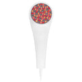 Handheld white skincare device emitting red and amber light LEDs on the treatment head, designed for anti-aging skin care with the LightStim For Wrinkles | LightStim technology.