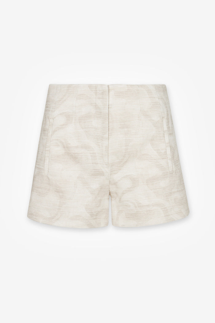HEVRON Lilah Shorts Ivory Printed Cotton Shorts, product front view