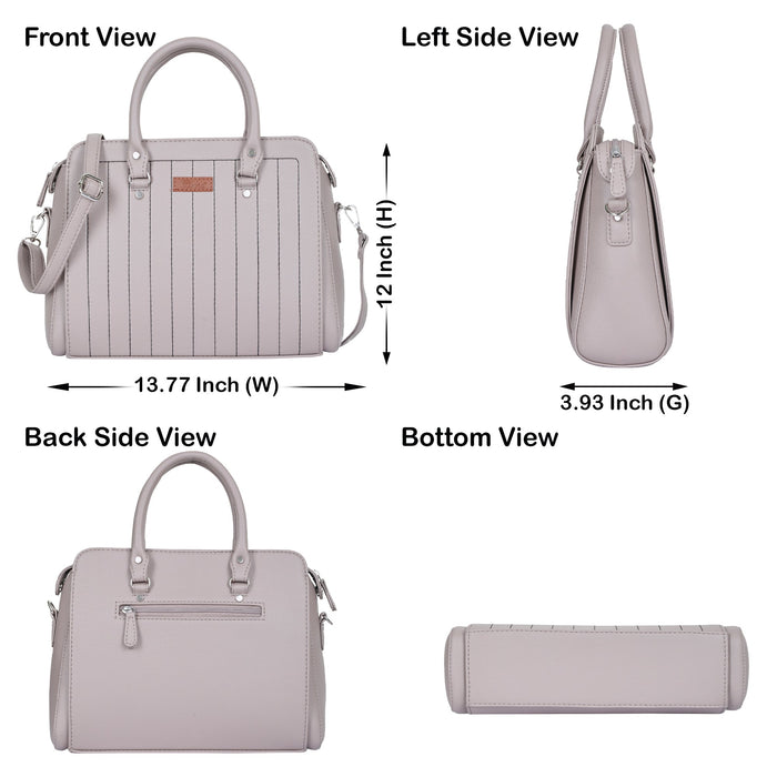 Women’s mauve structured vegan leather top handle satchel shoulder handbag-infographic image