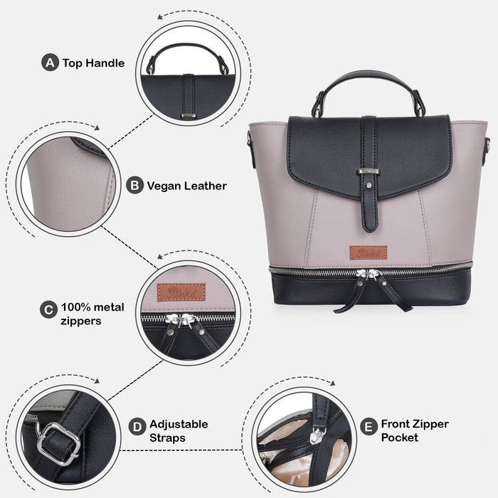 Women’s mauve vegan leather convertible backpack purse for everyday, work and travel-feature image