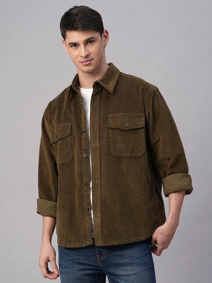 Men's 100% Cotton Regular Fit Jackets Corduroy Olive