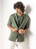 Men's 100% Cotton Regular Fit Overshirt Green
