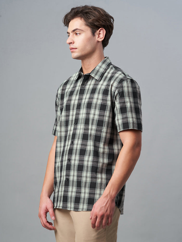 Men's 100% Cotton Regular Fit Short Sleeve Pocket Shirt Black