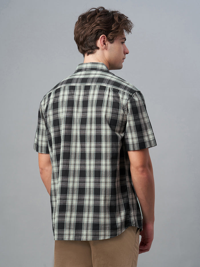 Men's 100% Cotton Regular Fit Short Sleeve Pocket Shirt Black