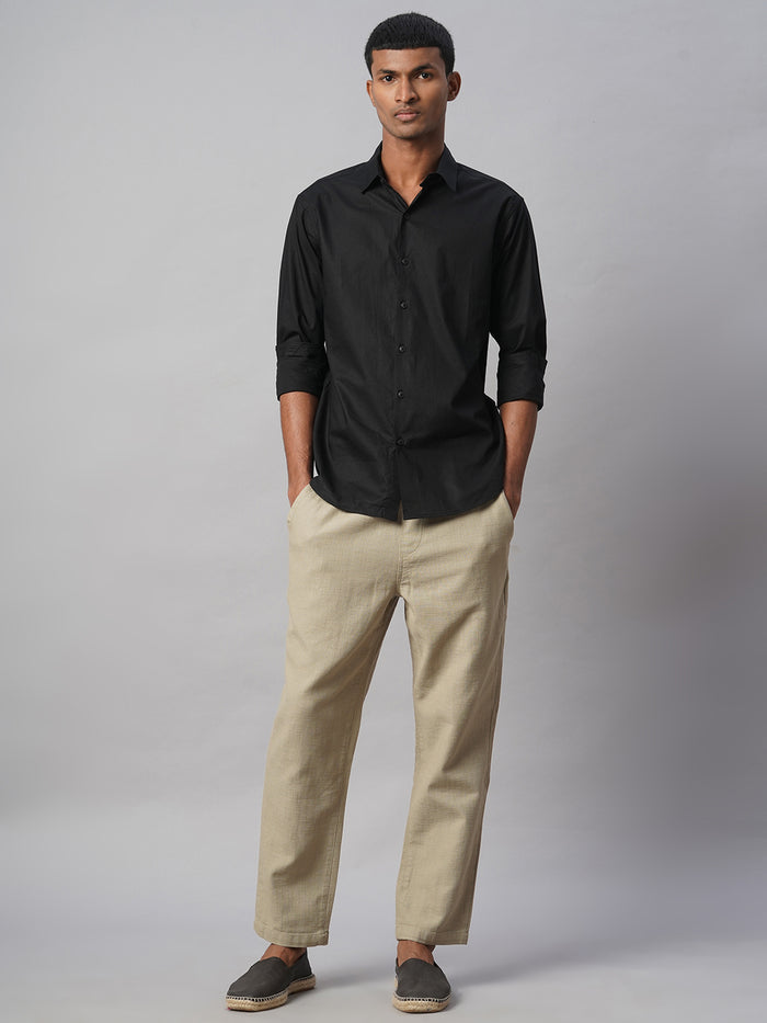 Men's 100% Cotton Slim Fit No Pocket Shirt Black