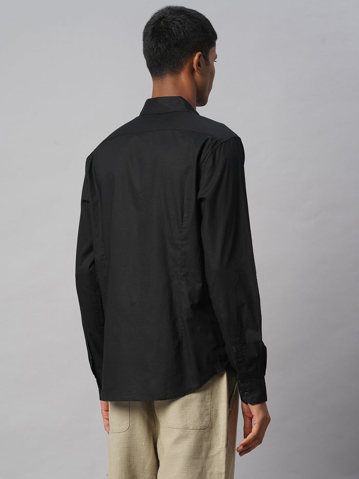 Men's 100% Cotton Slim Fit No Pocket Shirt Black