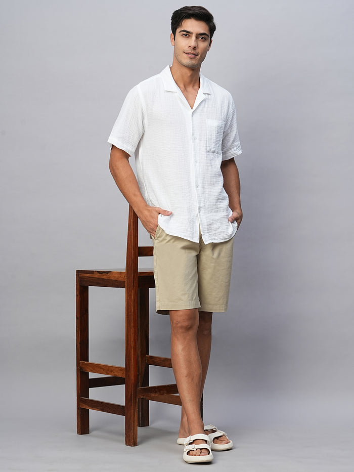 Men's Cotton Lycra Regular Fit Shorts Khaki