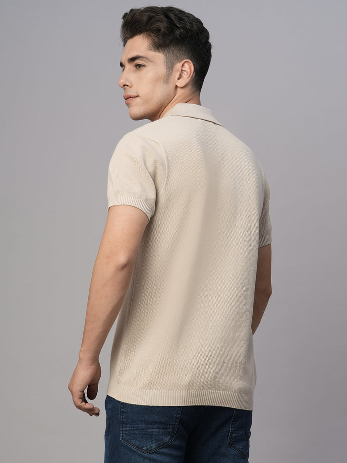 Men's Cotton Regular Fit Tshirt Beige