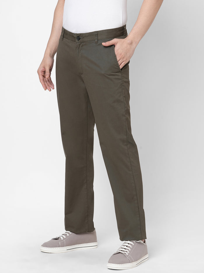 Men's Lycra Regular Fit Pant Cotton Olive