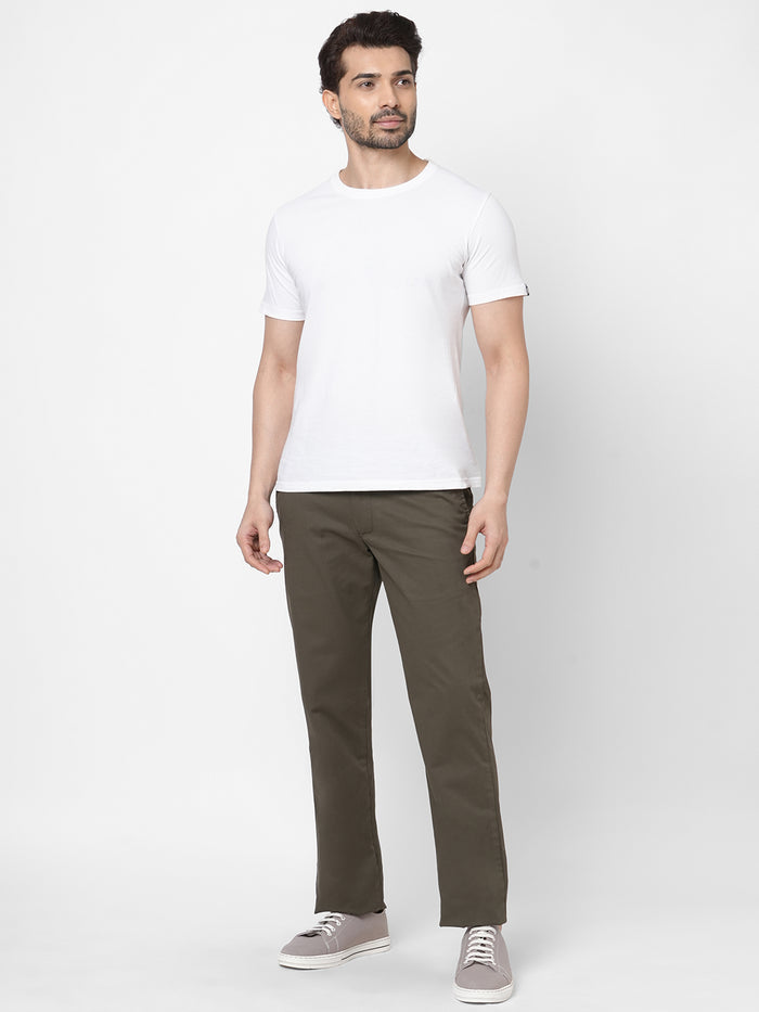 Men's Lycra Regular Fit Pant Cotton Olive