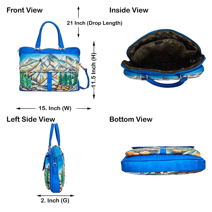 Mountain art top handle business top handle satchel bag for office use-infographic image