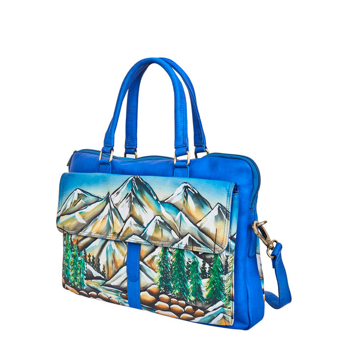Mountain art top handle business top handle satchel bag for office use-half side view