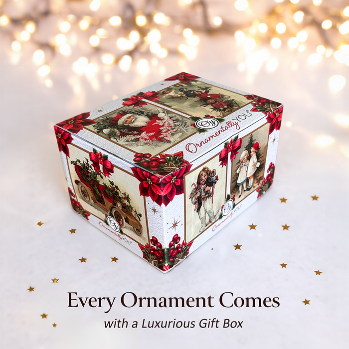 OrnamentallyYou - Santa Sleigh and Reindeer Elegant Christmas Ornament