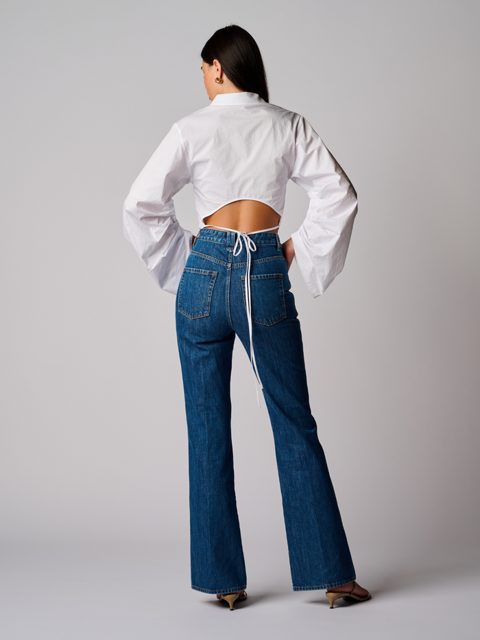 HEVRON Raquel Top Cloud Cotton Poplin Cropped Shirt