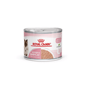 White background with a tin of Royal Canin Mother & Babycat Mousse. Pictured on the tin is a Ragdoll cat and a kitten, text on the tin states '1-4months'.