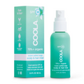 Scalp & Hair Mist Organic Sunscreen SPF 30 | COOLA in a green spray bottle with matching box, featuring ocean salted sage scent and organic ingredients for scalp and hair sun protection.