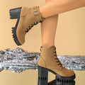 SH496 - Retro Lace-Up Black Boots