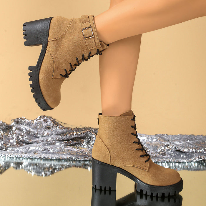 SH496 - Retro Lace-Up Black Boots