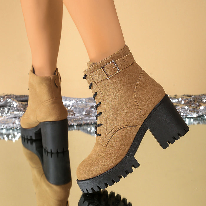 SH496 - Retro Lace-Up Black Boots