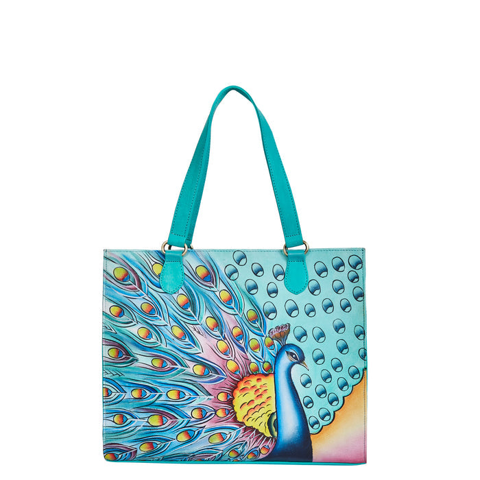 Women’s peacock art shoulder tote bag for work and daily use