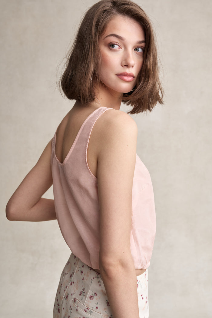 HEVRON Sophie Dusty Pink Silk Cotton Top, studio shot